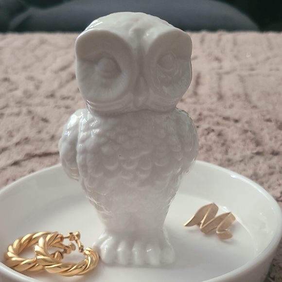 Other - White Ceramic Owl Jewelry Dish Ring Holder Trinket Tray